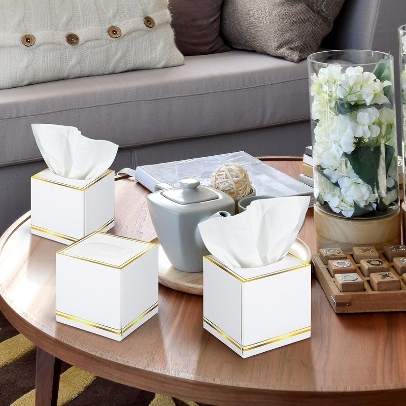 Fourluoo 12 Pack Facial Tissues Cube Boxes Face Box 600 Sheets 3 ply Soft Paper Square Tissues Bulk for Car Pocket Toilet Household Bedroom Family(White) - Image 4